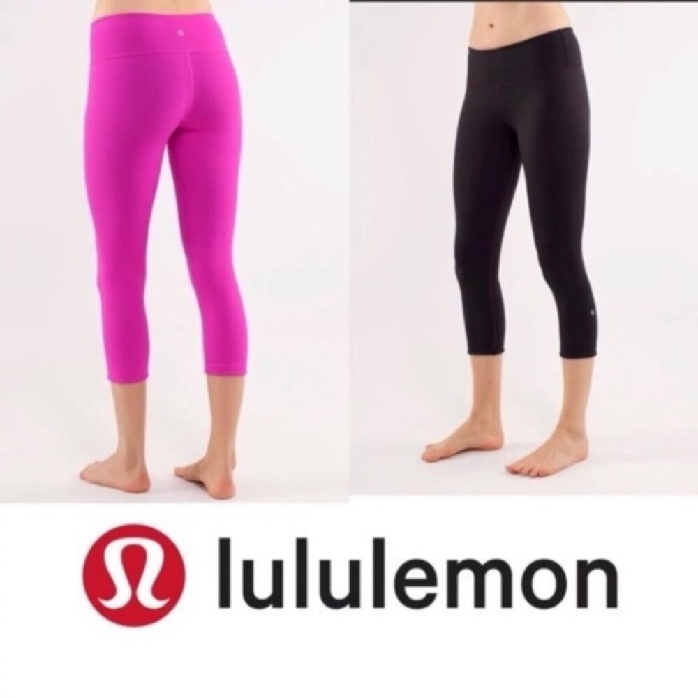 lululemon athletica Pink & Black Cropped Leggings